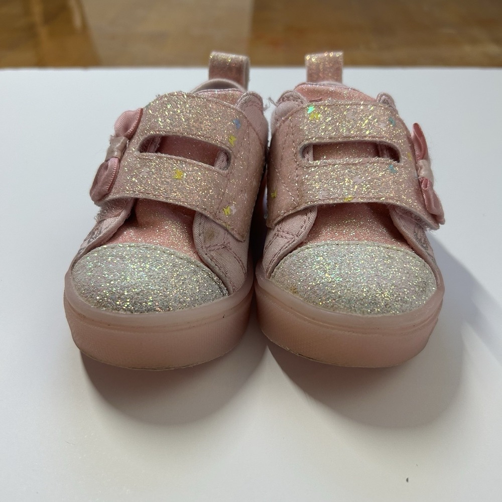 Skechers Twinkle Toes Pink Glitter Butterfly Toddler Sneakers - Size 5